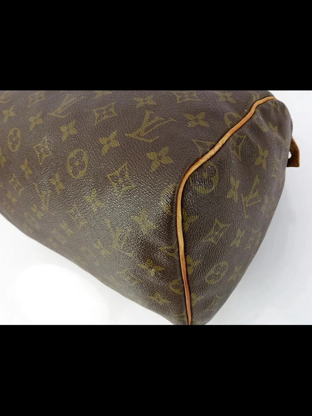 Louis Vuitton Brown Monogram Canvas Satchel with Tan Leather Trim